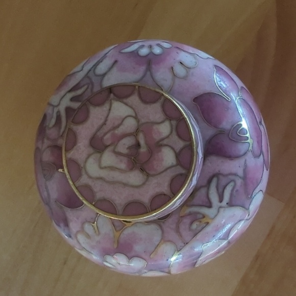 Vintage Pink Floral Cloisonné Vase/Jar - Picture 8 of 17